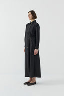 SİYAH KUŞGÖZÜ DETAYLI PAMUKLU ELBİSE - Clande