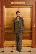 KAHVE SÜET YAKALI DÜĞMELİ VİSKON EKOSE CEKET