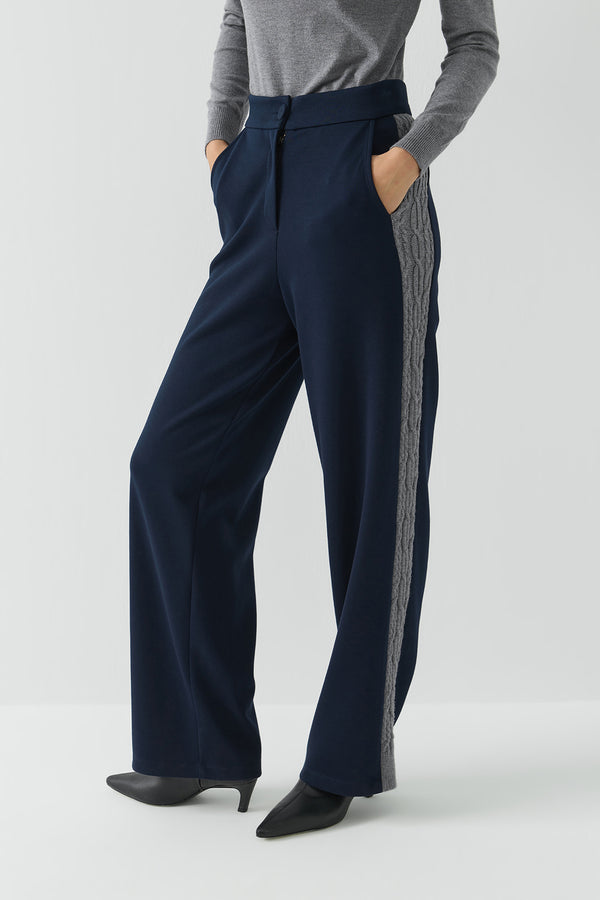 TRİKO ŞERİTLİ ÖRME PANTOLON LACİVERT