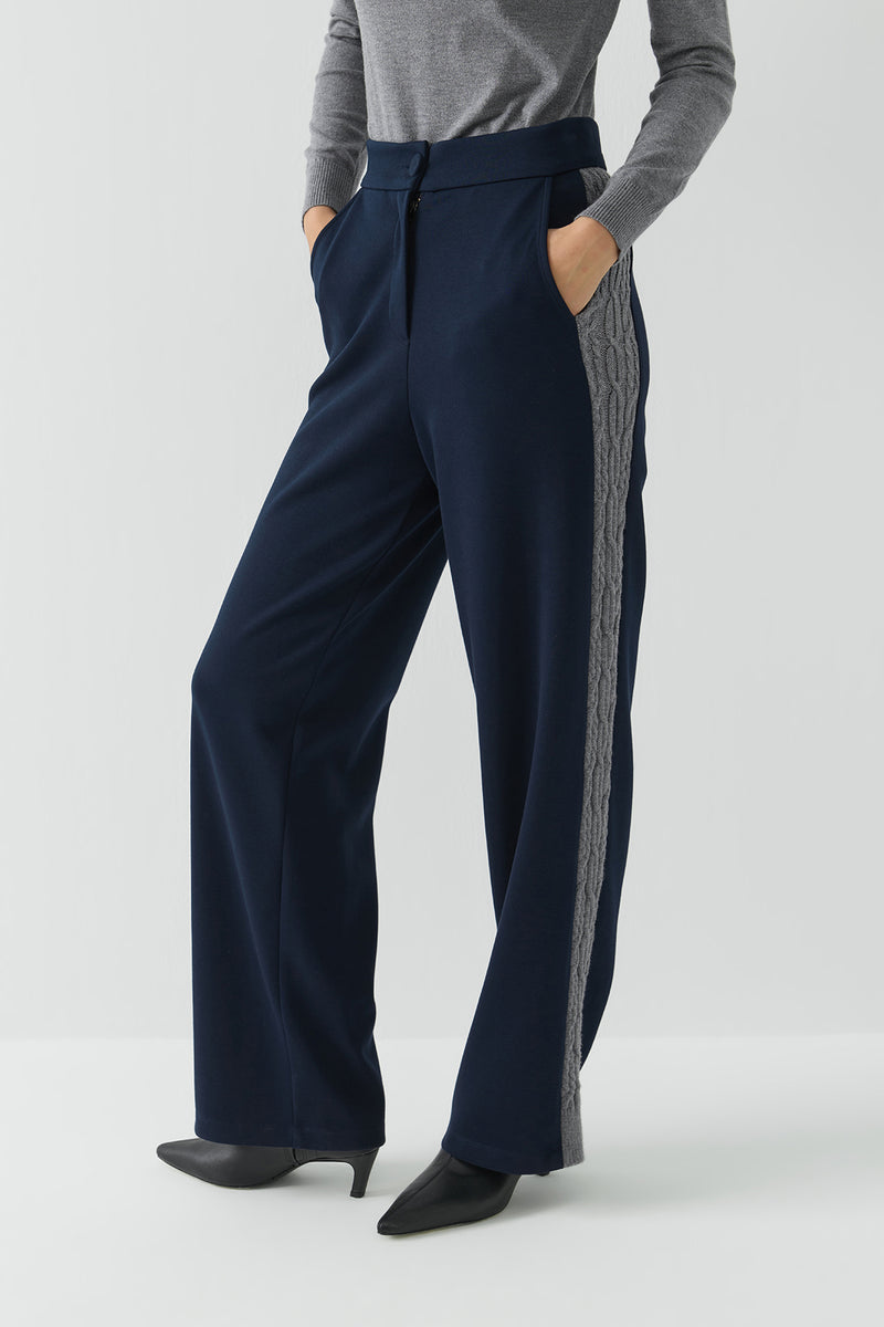 TRİKO ŞERİTLİ ÖRME PANTOLON LACİVERT