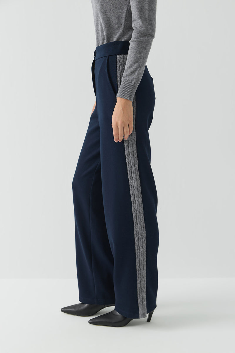 TRİKO ŞERİTLİ ÖRME PANTOLON LACİVERT