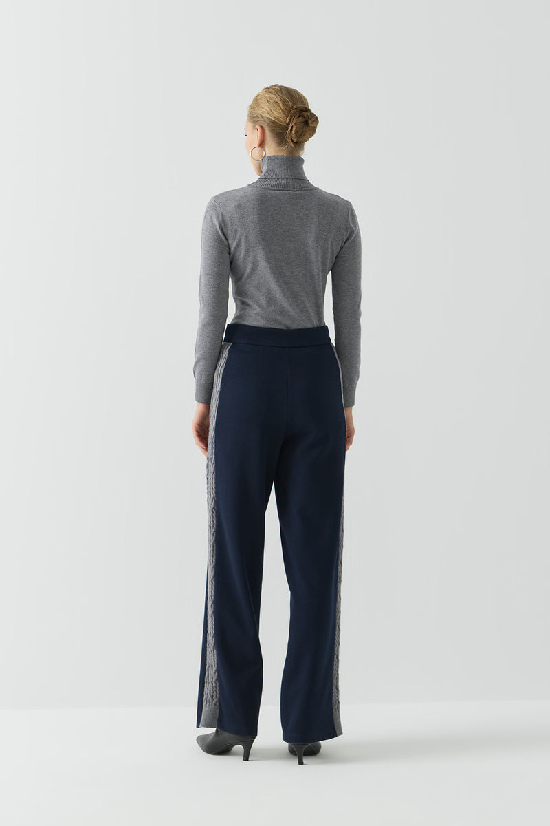 TRİKO ŞERİTLİ ÖRME PANTOLON LACİVERT
