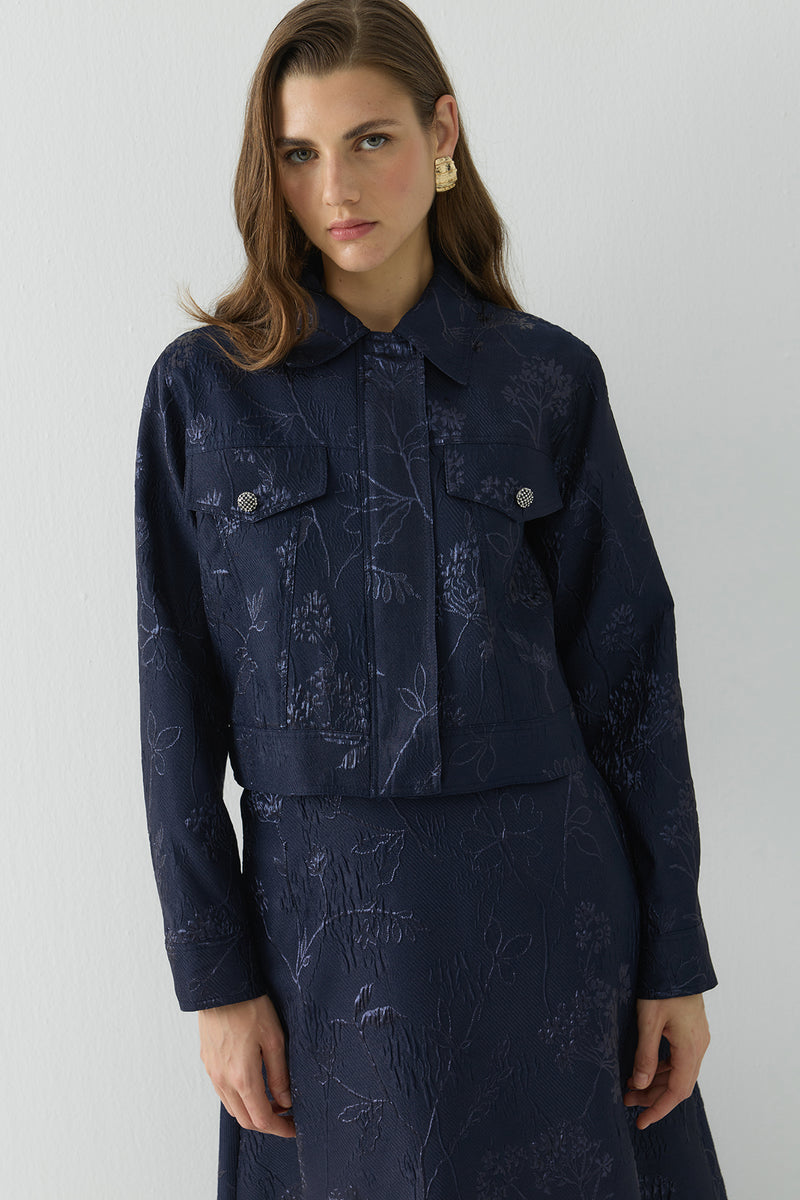 Jakar Kumaş Ceket Lacivert