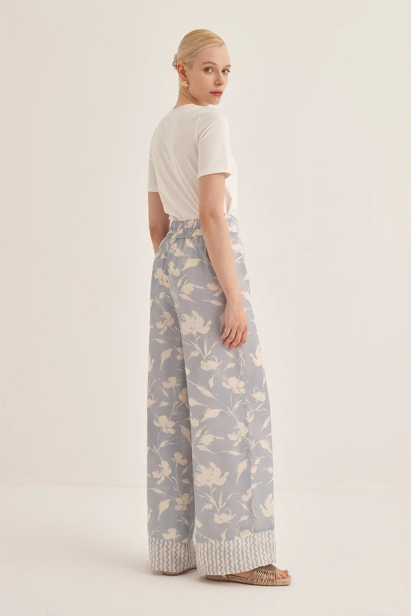 MAVİ KARAMEL DESENLİ SATEN TAKIM - Clande