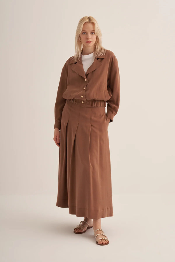 TABA LANVEN YAKA CEKETLİ ETEKLİ TENCEL TAKIM - Clande